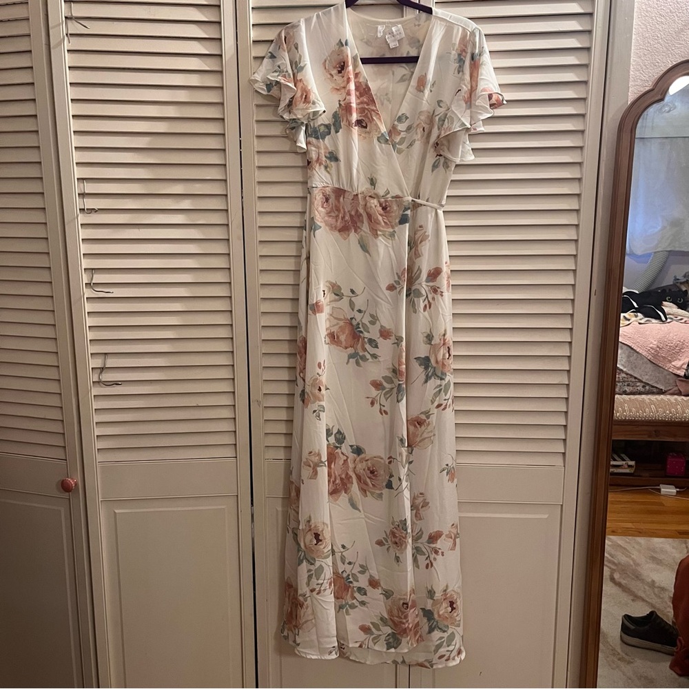 Morning lavender floral wrap dress